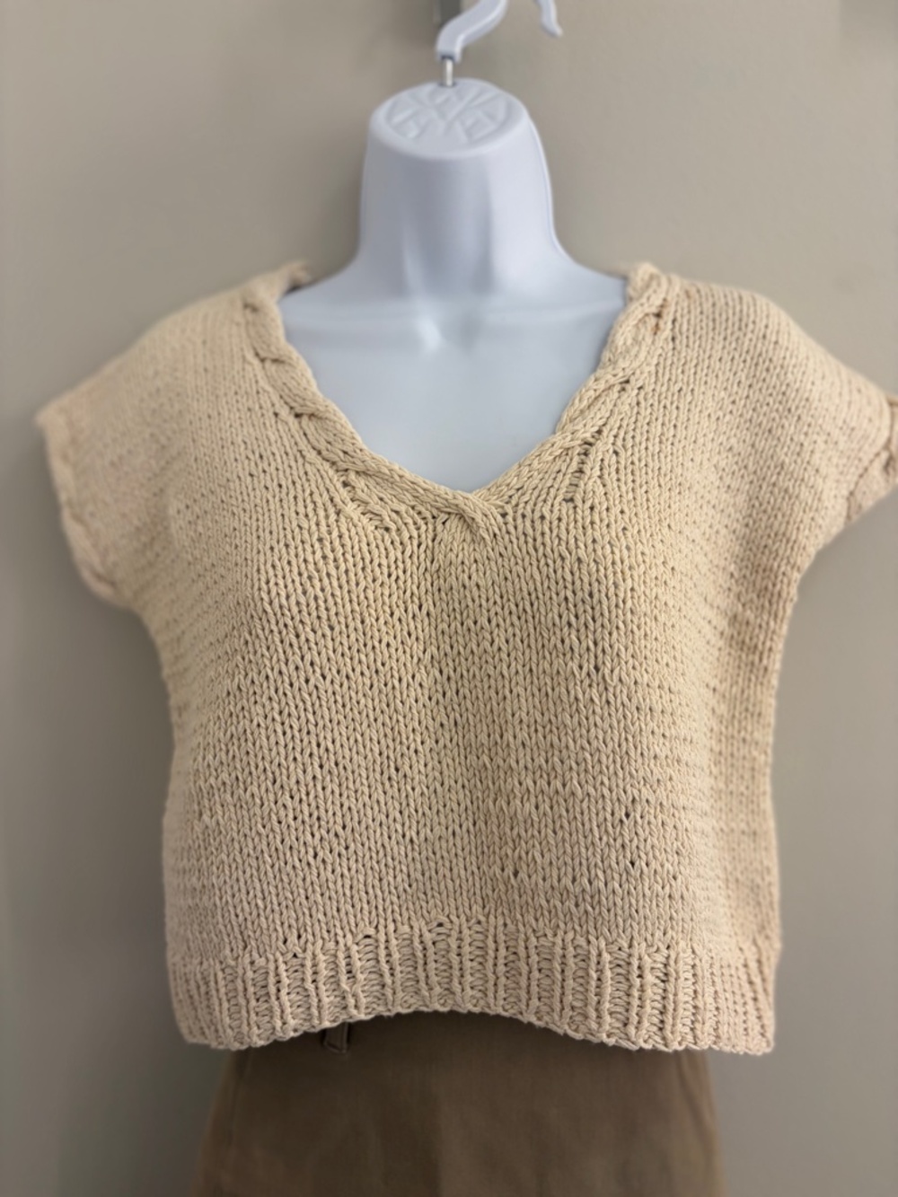Italian Cropped Ivory Knit Top-Small